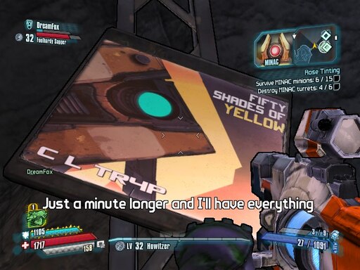 Borderlands Pre Sequal Porn - Steam Community :: Screenshot :: Fifty shades of yellow does not sound like  a robot porn...but it does sound like porn