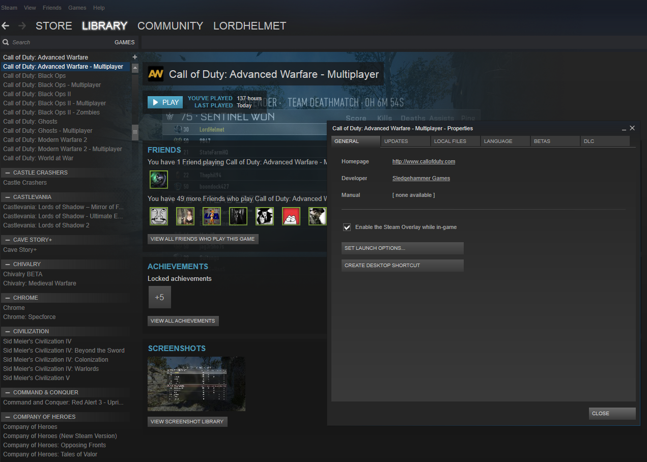 Steam preload size: This is what my MW2 properties look like after