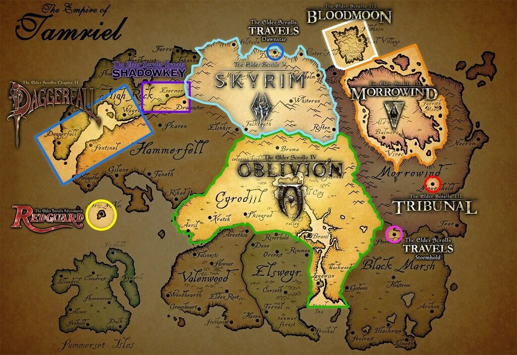 Весь континент Тамриэль встроен в Skyrim