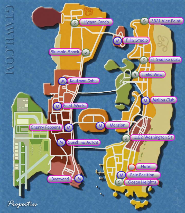 GTA Vice City properties map and what property to buy first explained