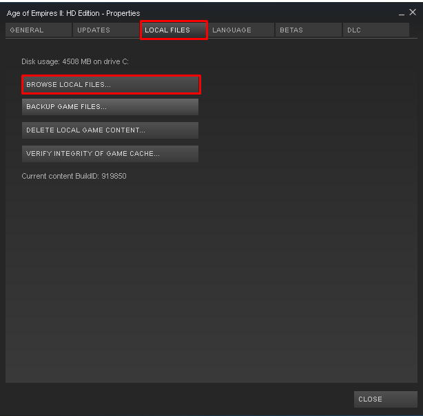 Local files in properties. Increase Disk usage Steam. Verify your game files