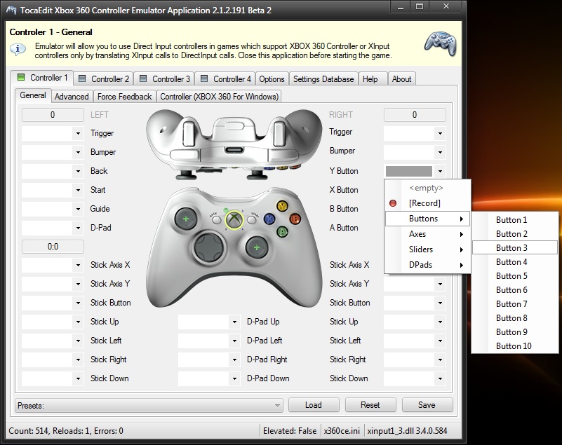 tocaedit xbox 360 controller emulator
