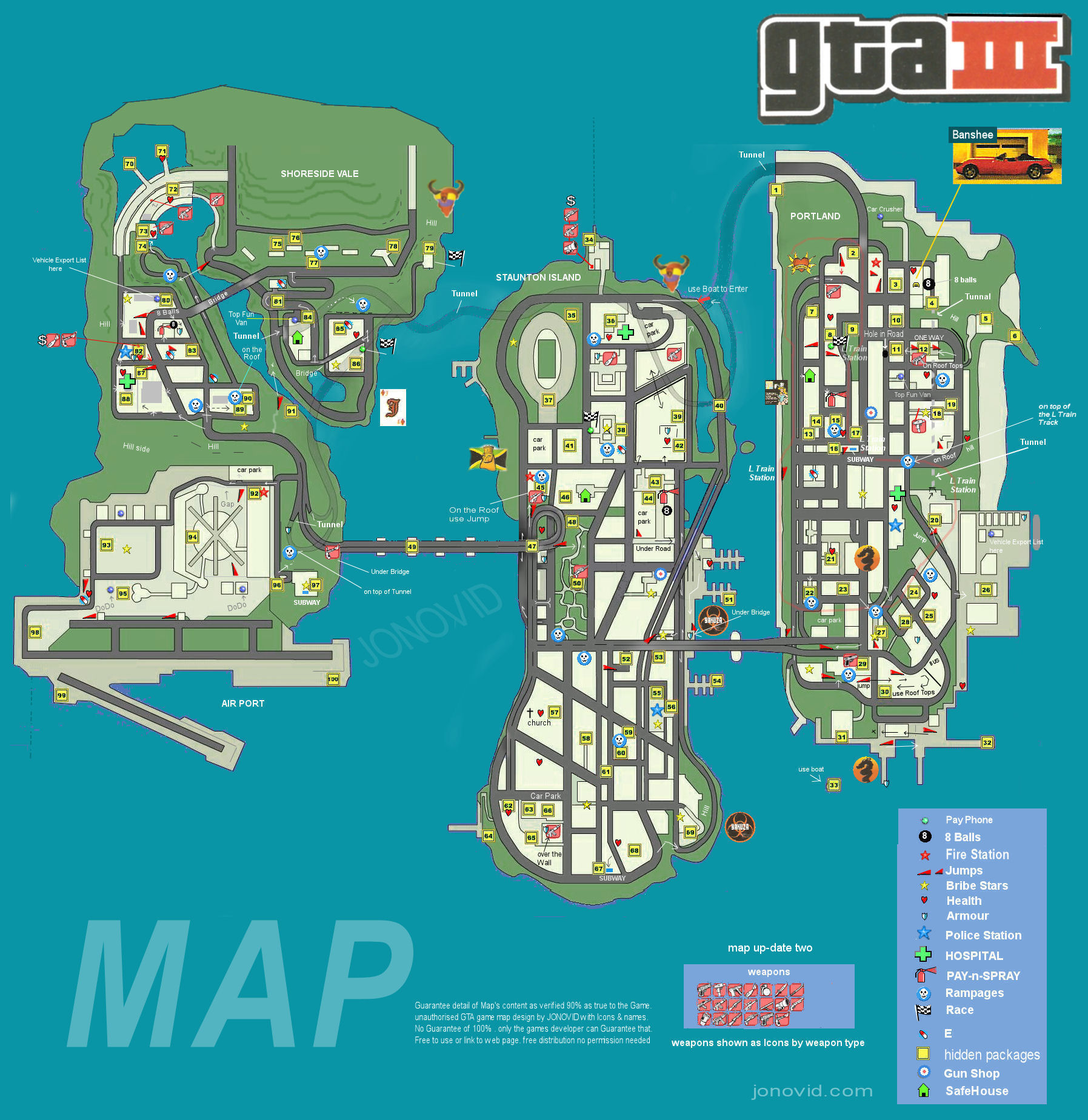 GTA 3 MAP (worn Print), This is a old print of a MAP for GT…