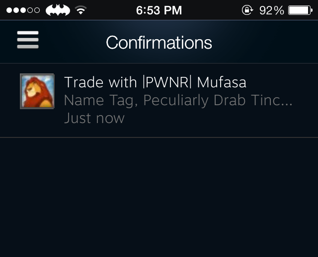 can i accept steam trade with app