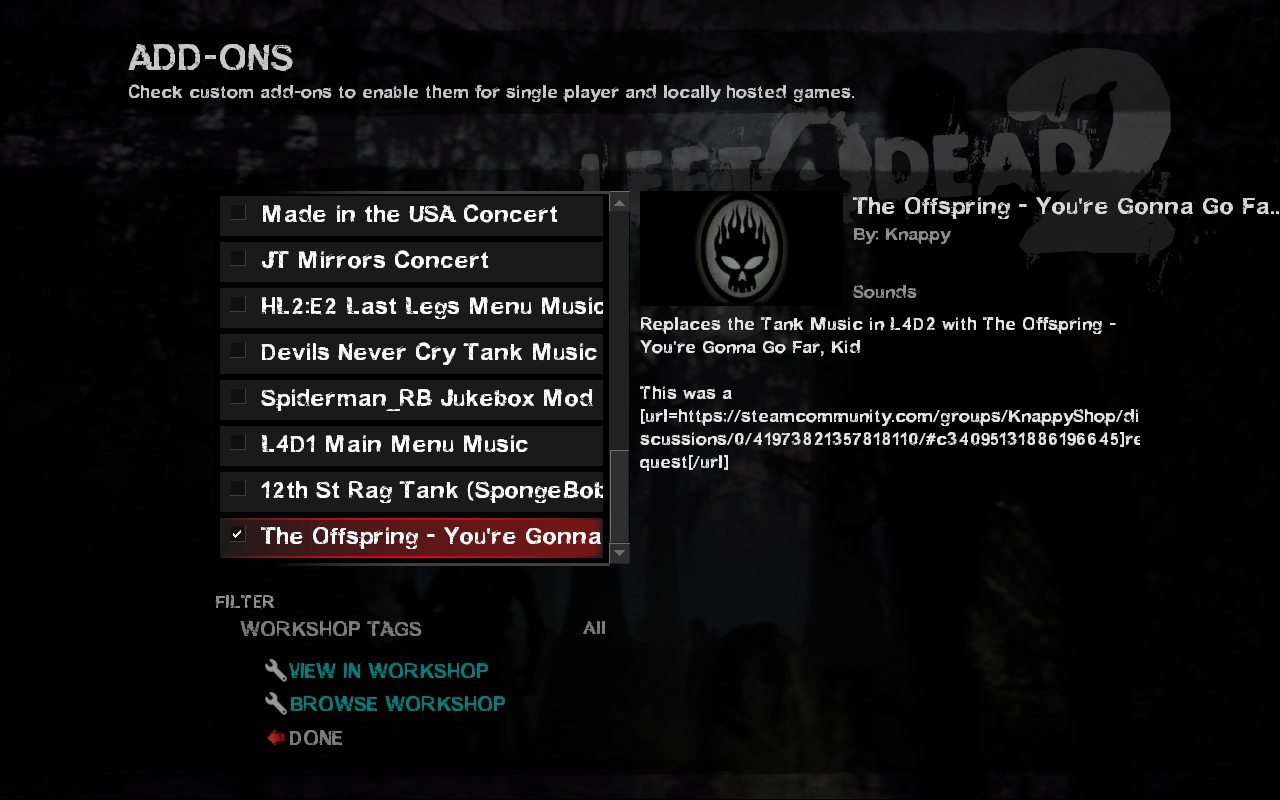 Steam Workshop The Offspring You Re Gonna Go Far Kid Tank Music