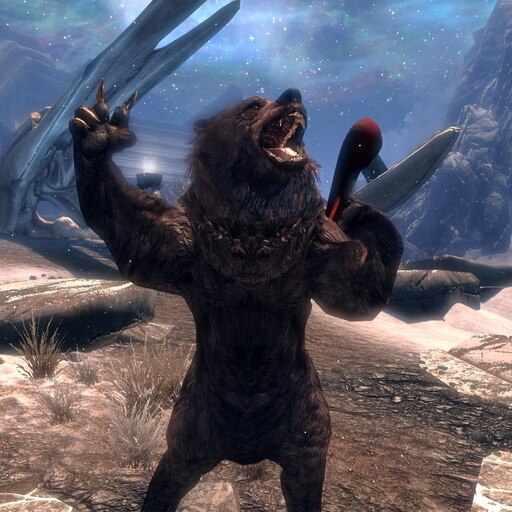 4 медведя игра. Skyrim медведь. Медведь из игры. Медведь оборотень скайрим.
