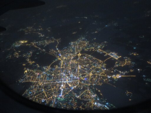 Ночной Екатеринбург с самолета