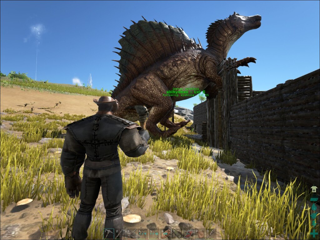 Steam Community Screenshot 門が小さくて入れなくてワンちゃんみたいになってるスピノザウルス君 かわいい