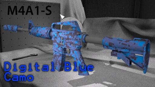 blue digital camo gun
