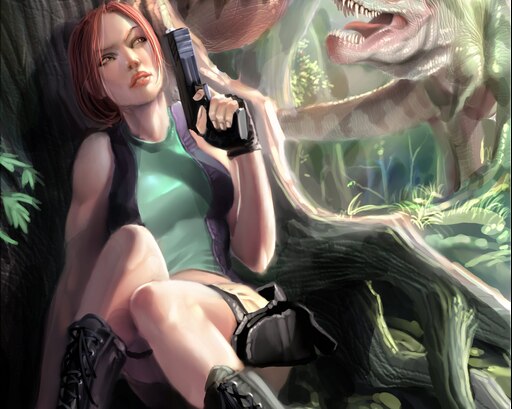 Сбеги от монстров. Томб Райдер с динозаврами. Tomb Raider Anniversary динозавр.
