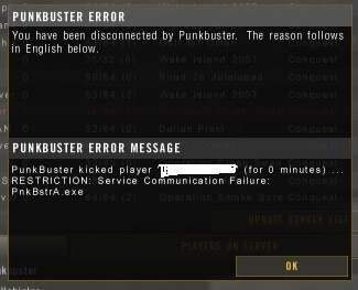 Solved: Re: Punkbuster error - Answer HQ