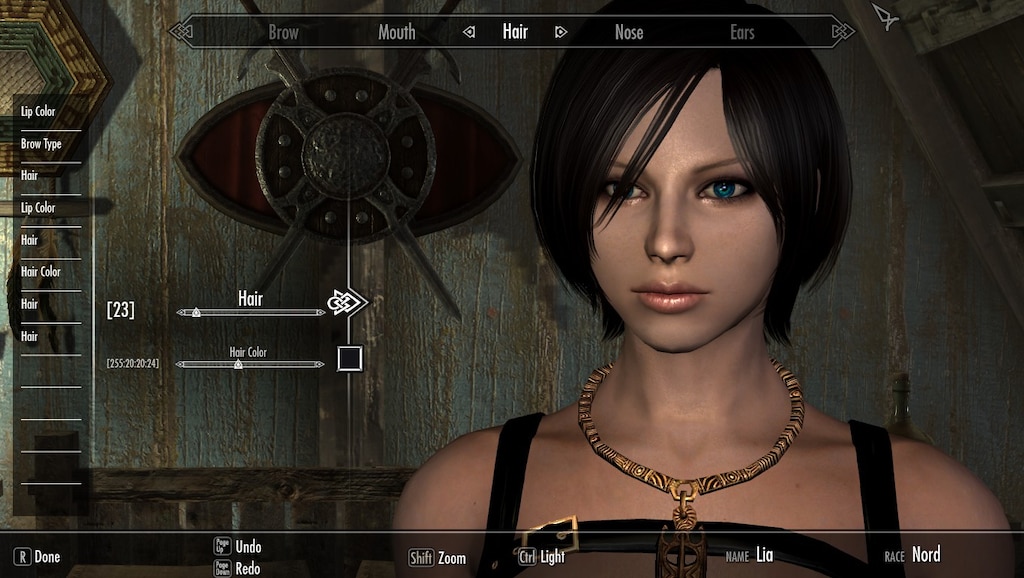 Komunita služby Steam :: Snímek obrazovky :: My character on Ada wong's hair.  Hair mod: SG Hair pack (268 hairs) find it on net or loverslab. Is there  anything wrong from my dragonborn?