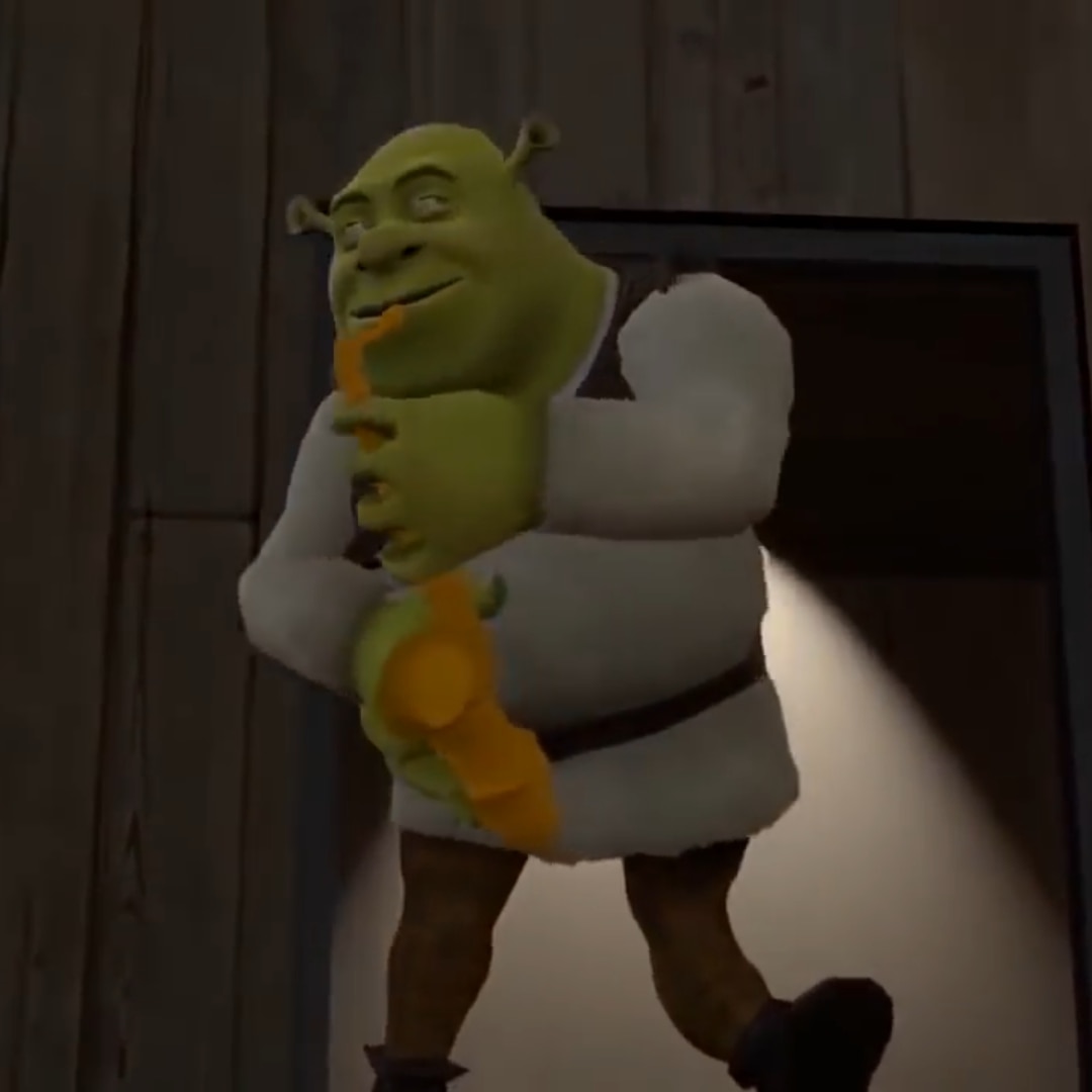 Shrek plays the saxophone