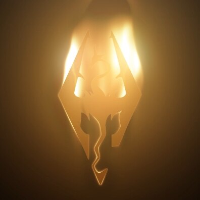 Skyrim Logo on fire - Wallpaper