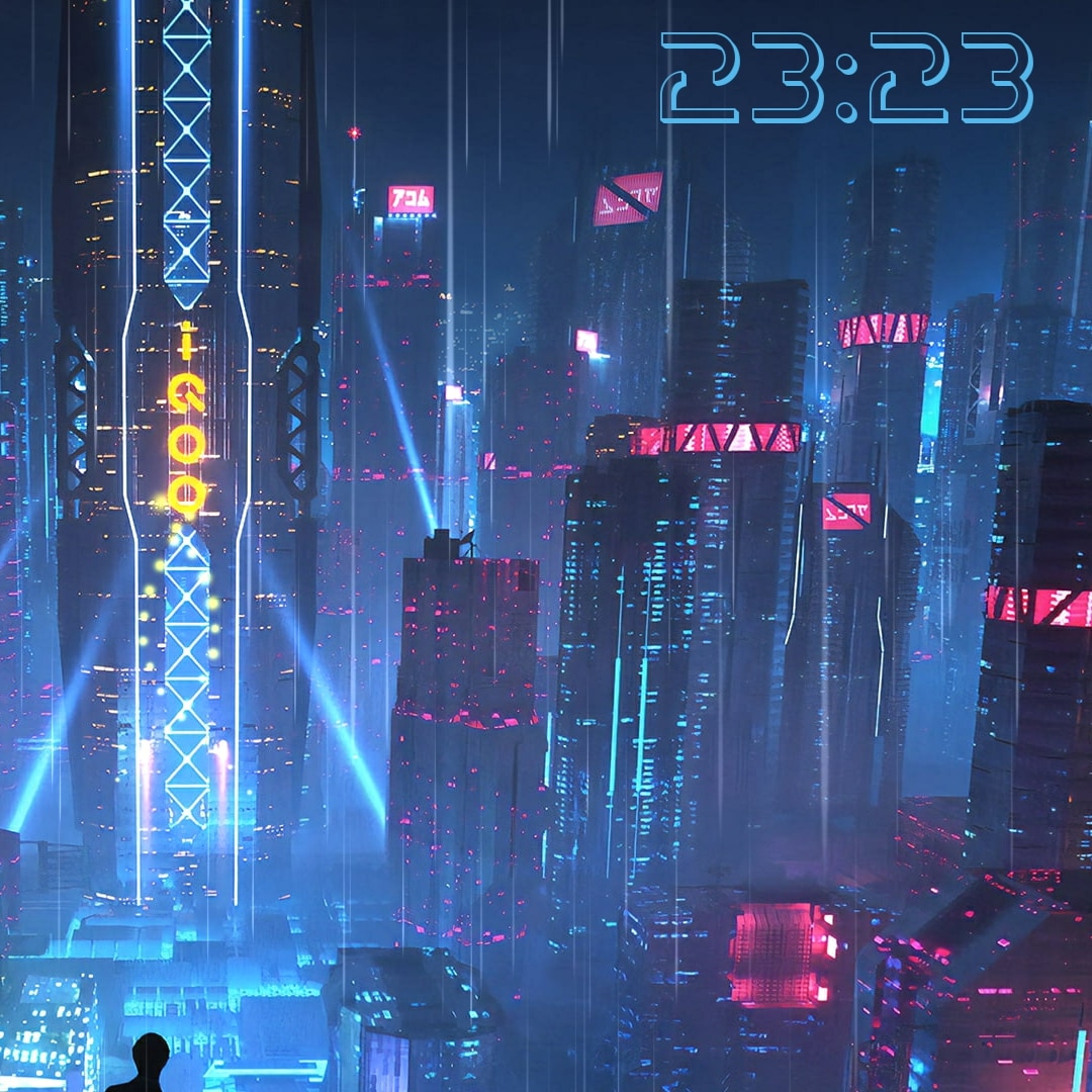 Night futuristic city animated