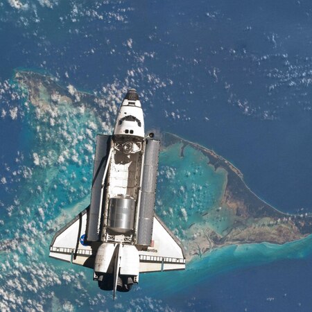 Atlantis Space Shuttle Orbiting Earth