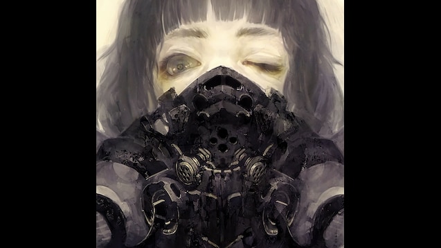 anime girl with gas mask