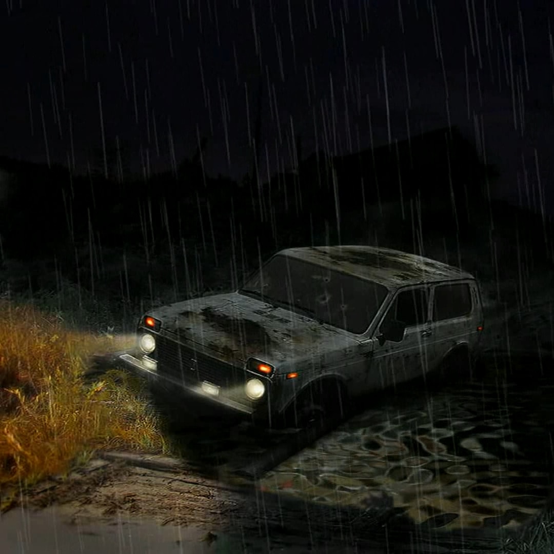 LADA Niva with Moonlight sonata ( Night/Rain version )