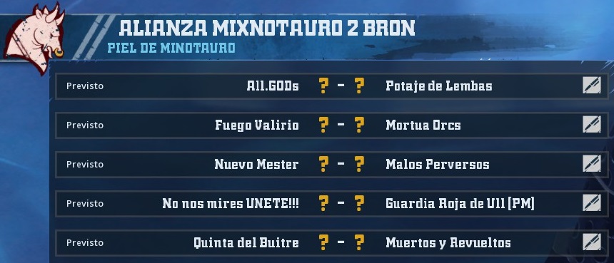 Liga Alianza Mixnotauro 2 - División Cuerno de Bronce / Jornada 5 - hasta el domingo 30 de junio 1451CEFFE42E3A0FB21958D947FD68FDD70EE75A