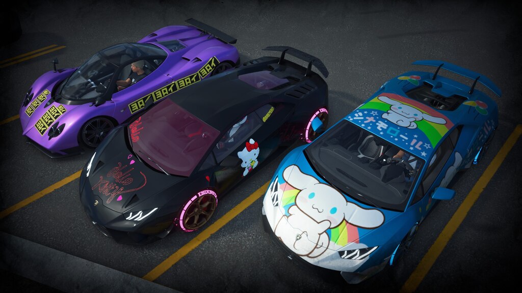 Steam コミュニティ スクリーンショット スーパーカー限定の痛車ミーティング 私はキティちゃんの痛車で参加