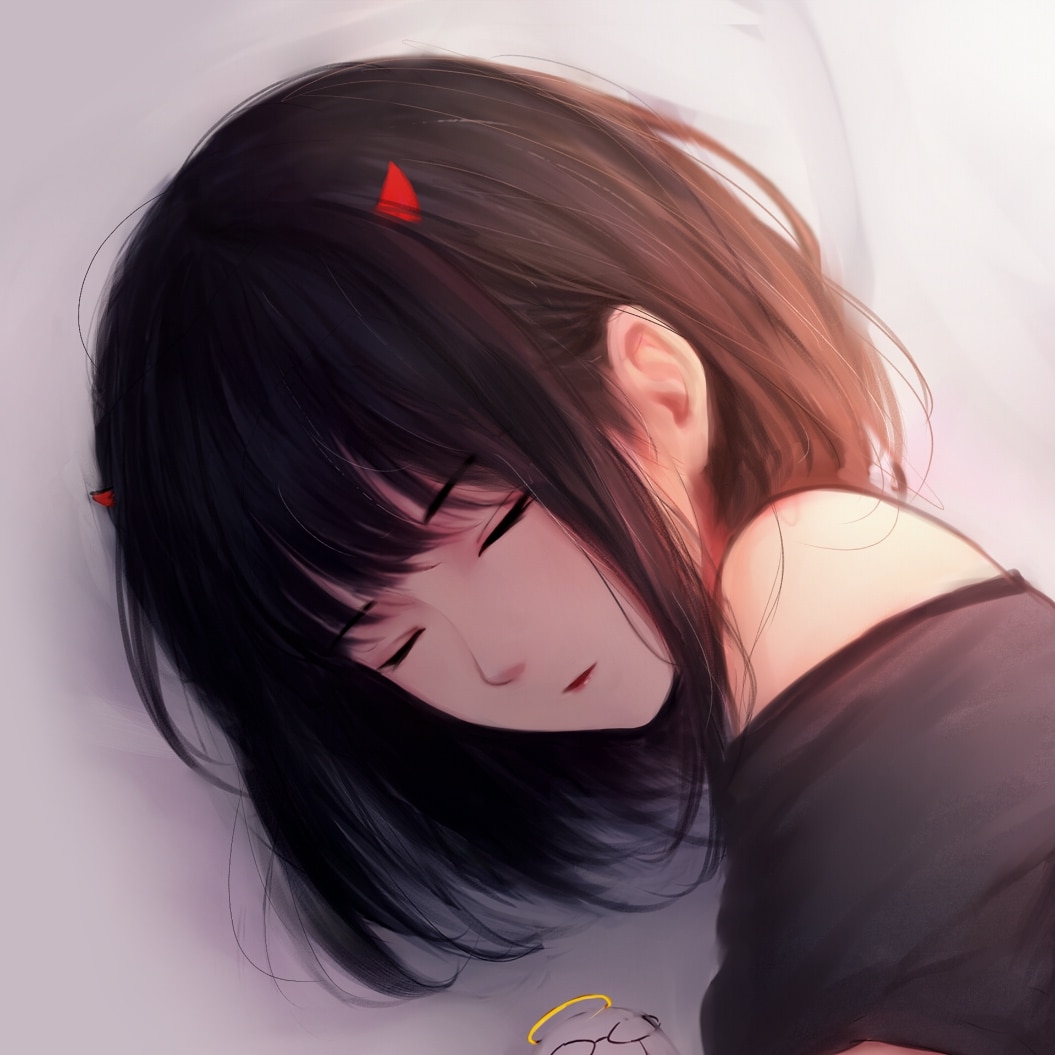 Sleeping Anime Girl - Clock