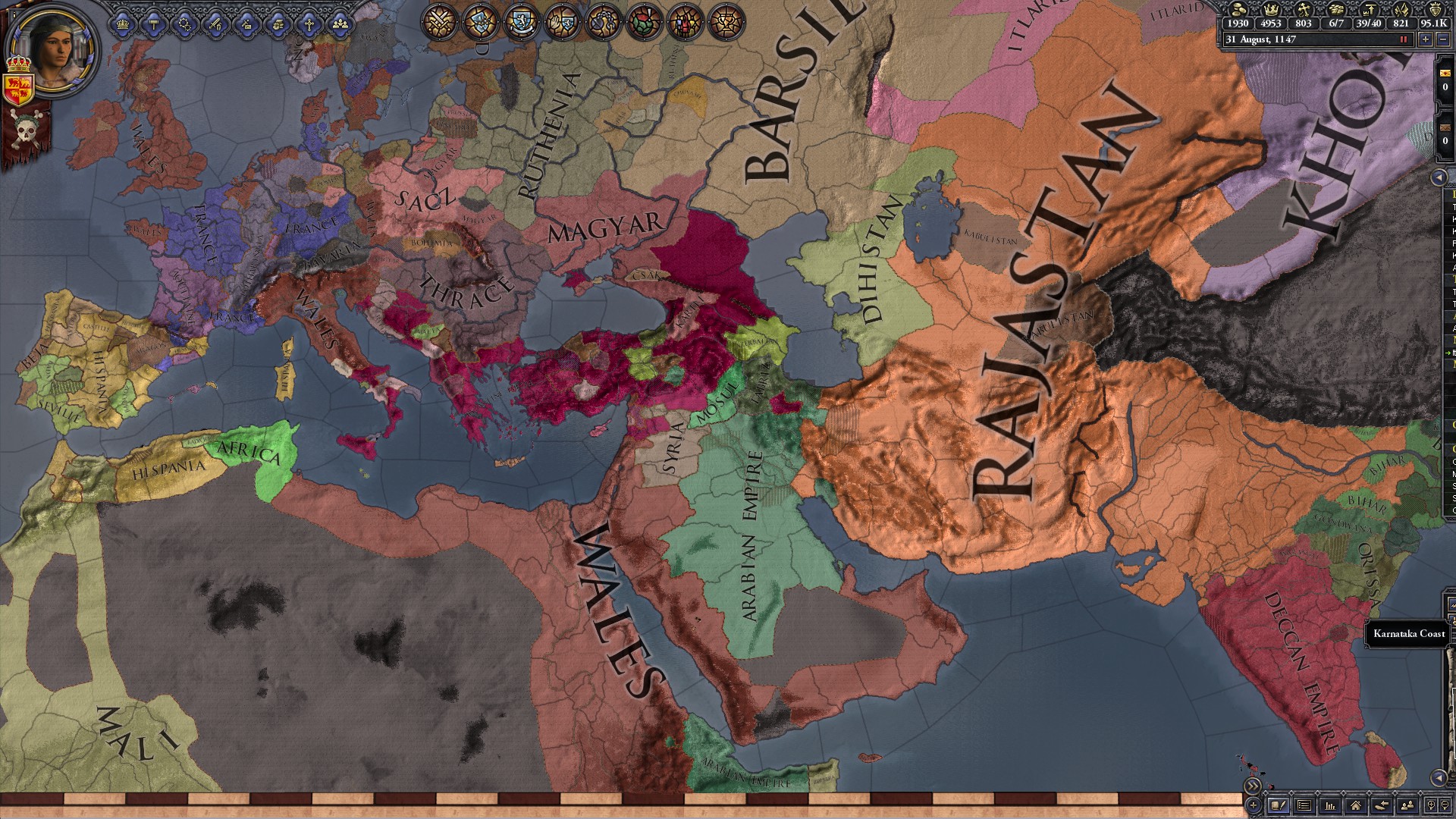 VENI VIDI VICI'D my way to SPQR. Probably a really common post but this is  my biggest achievement yet in CK2 I conquered all the land as the Khazars.  Now I need