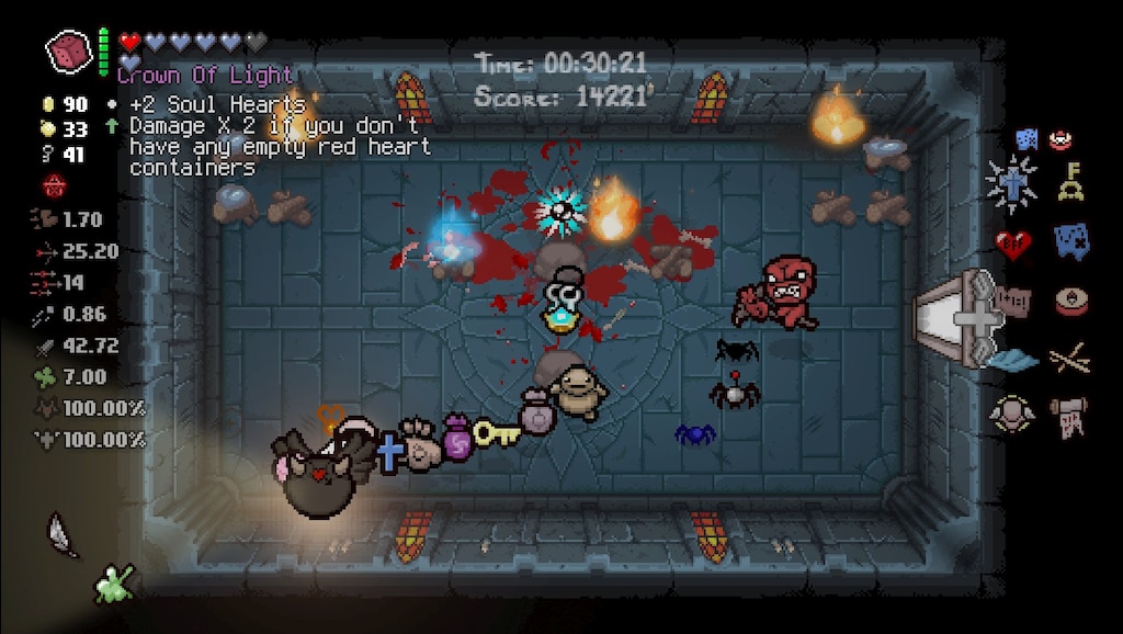 Tomhed kan opfattes Mild Steam Community :: Screenshot :: Farming Angel room items with filigree  feather (seed is EZJJ T1Q1 - polyphemus on floor 1, devil deal on floor 2,  trinket from belly button)