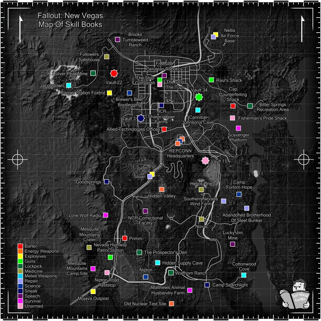 New vegas книги. Fallout New Vegas карта локаций. Fallout New Vegas карта книг.