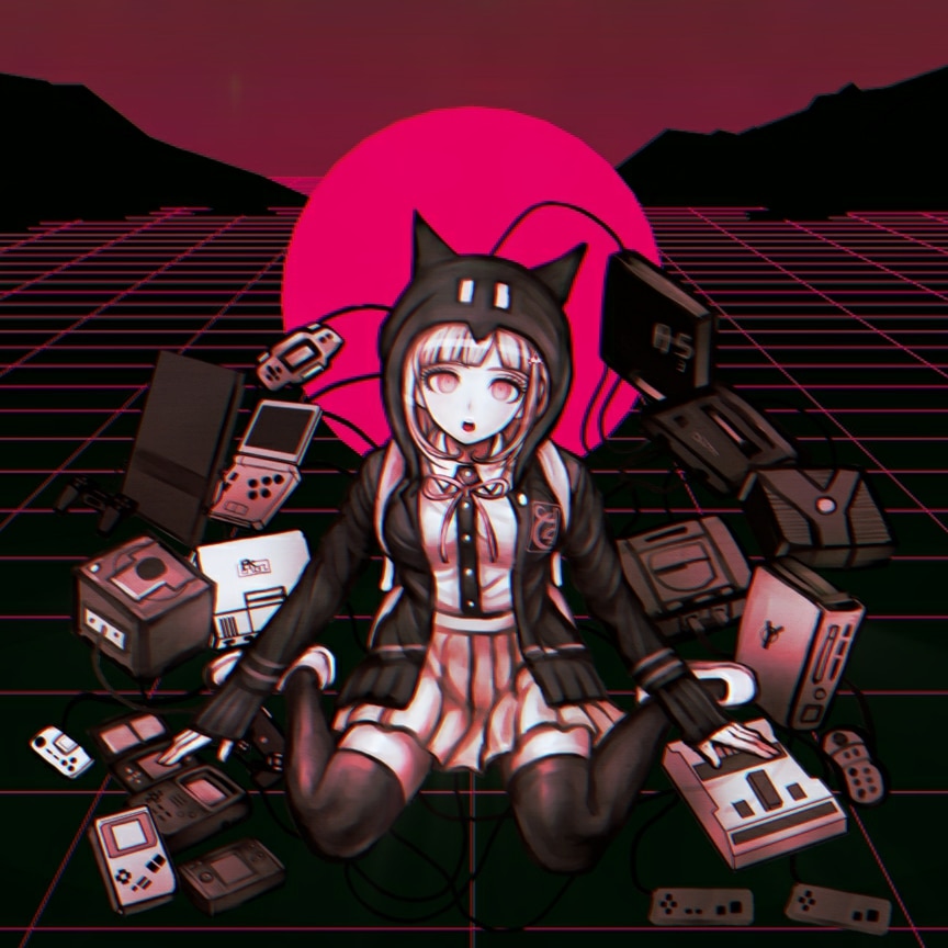 Chiaki Nanami Vaporwave Background