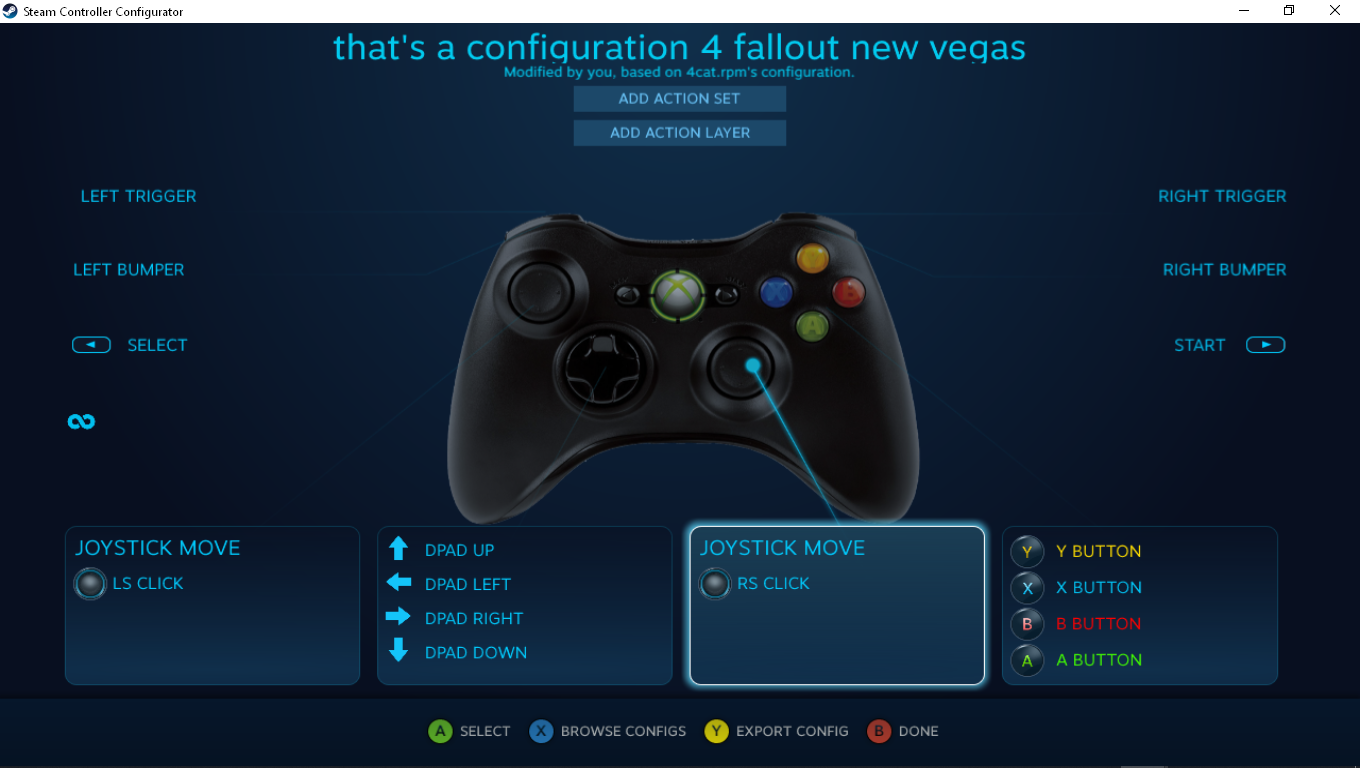 Configuration] Fallout: New Vegas - Project Nevada - DualShock 4 Steam  Controller Profile : r/SteamController