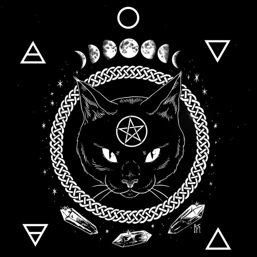 Wiccan Cat and Element Symbols