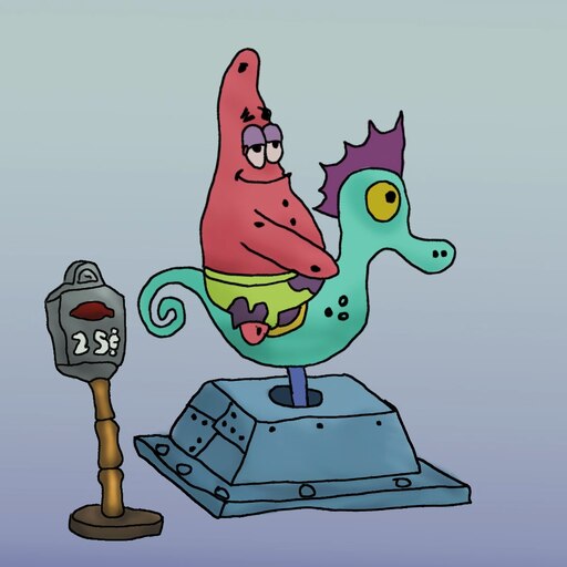 Patrick On Seahorse : Patrick Star Riding A Seahorse – EJZV