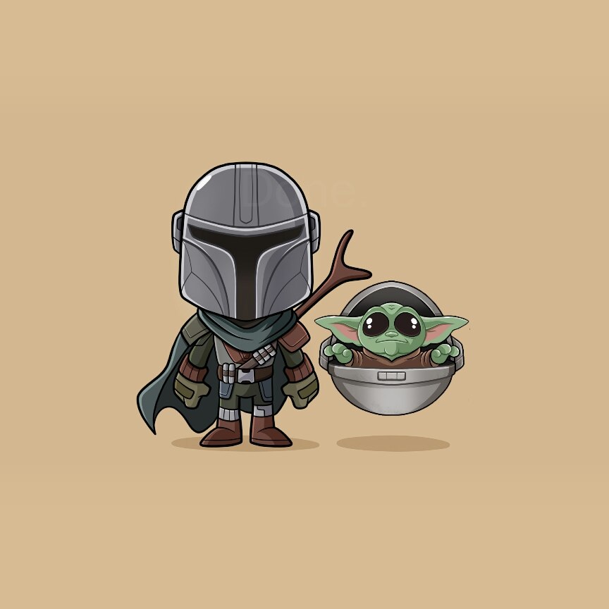 Baby Yoda and Mandalorian