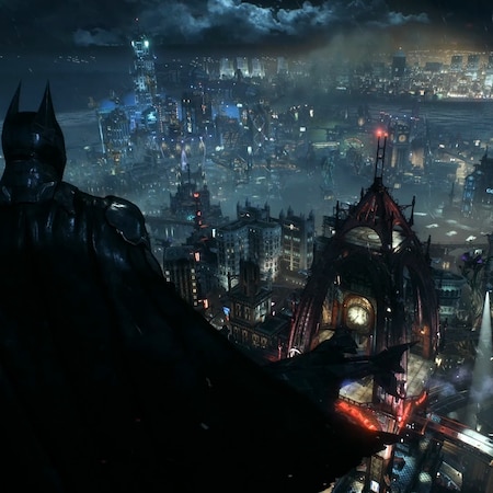 Batman Arkham Knight Overlooking Gotham From Wayne Tower Live Wallpaper