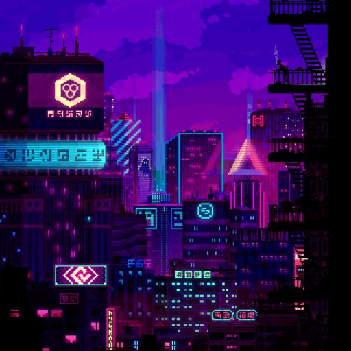 Пиксельный киберпанк город / Pixel Cyberpunk City