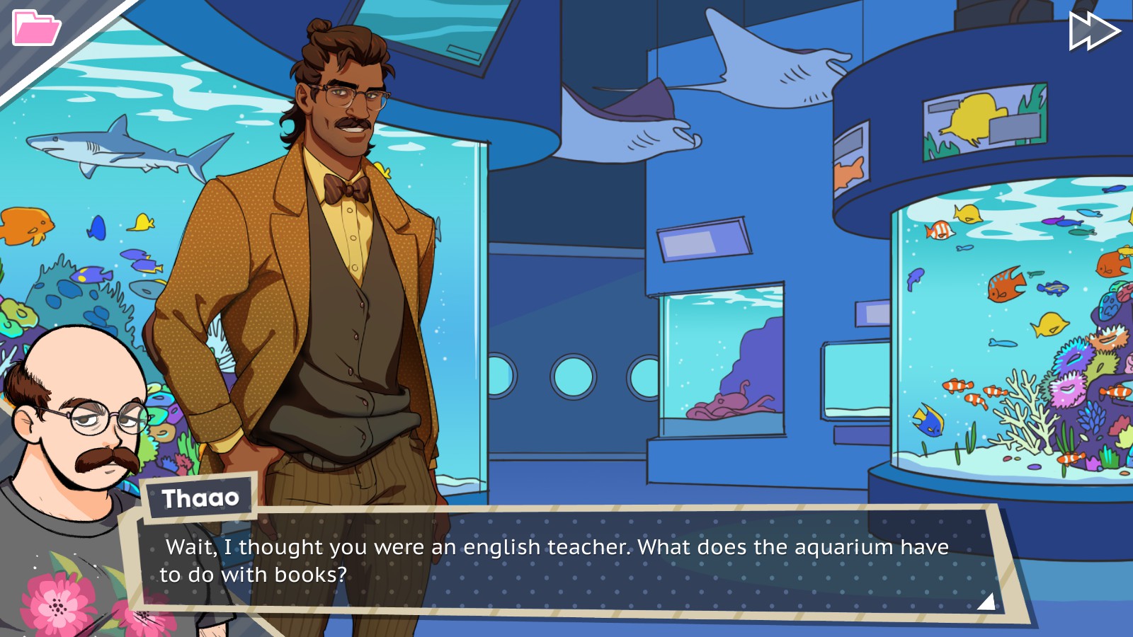 Dream Daddy Hugo Aquarium Date BAD GRAMMAR