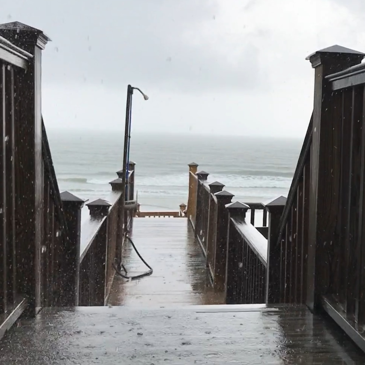 Rainy Beach Walkway