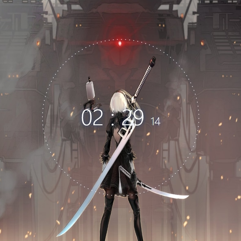 NieR:Automata 2B (Audio Vizualiser & Digital Clock)