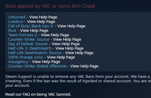 Content warning cheat. Valve Anti-Cheat. Hijacked ban ban. Banned by VAC System. Valve Anti-Cheat avatar.