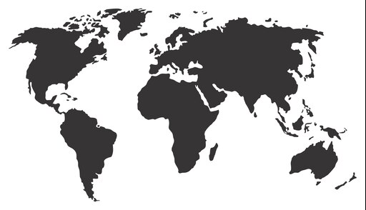 Карта земли черно белая. Силуэты континентов.