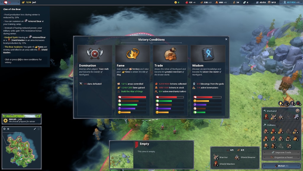 Steam Community Screenshot クマクランで初勝利 クマとリーダーの内政補正が強い