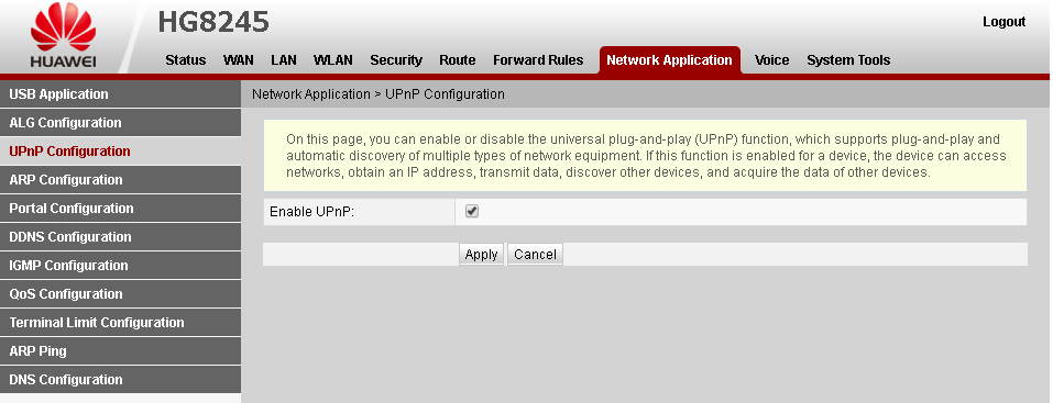 Unable enable. UPNP Nat.