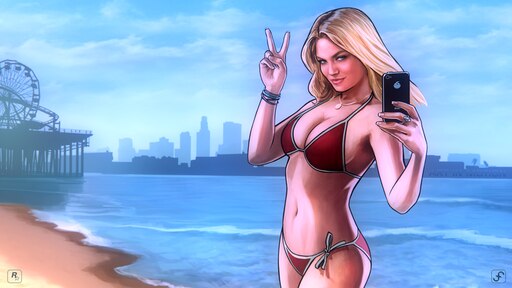 Сообщество Steam: Grand Theft Auto V. Beach Santa Monica and girl.