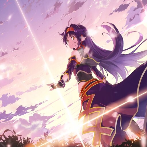 Yuuki, anime, art, online, purple, sword, HD phone wallpaper