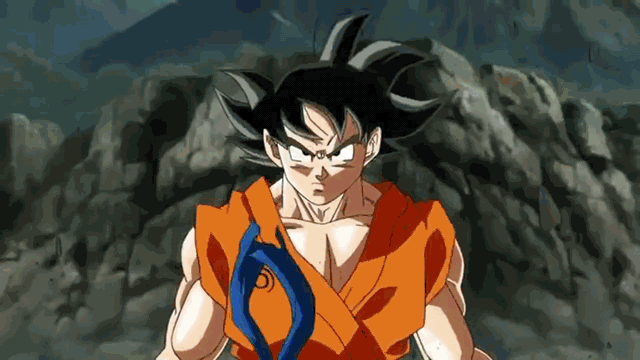 Goku transforming into super saiyan god, dragon ball z