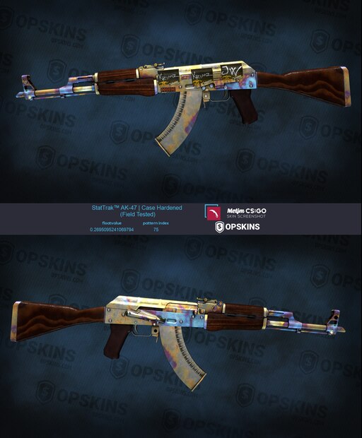 Stattrak AK Case Hardened Field Tested Pattern 75 - a lot of Gold With Fant...