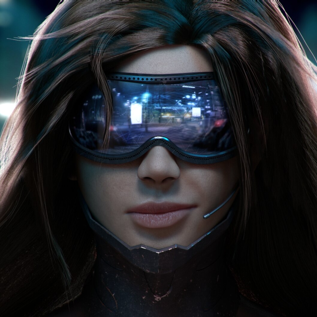 Futuristic Girl With Glasses [1080p]