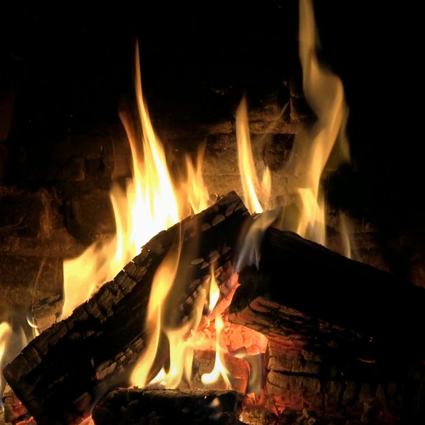 Burning Fireplace with Crackling Fire Sounds