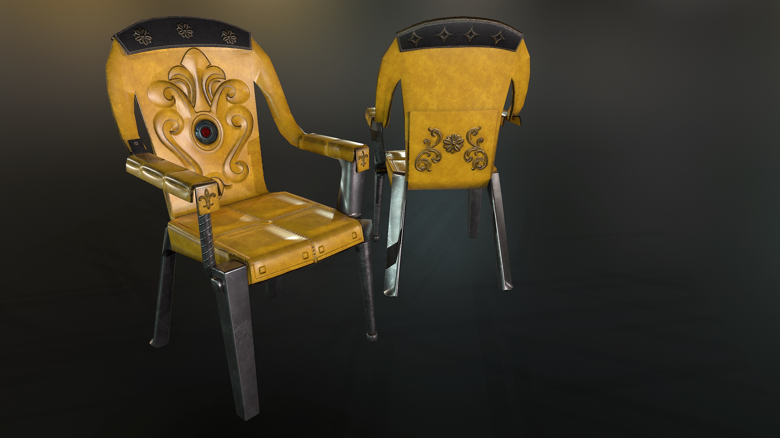 Yellow Ornate Chair thumbnail 3