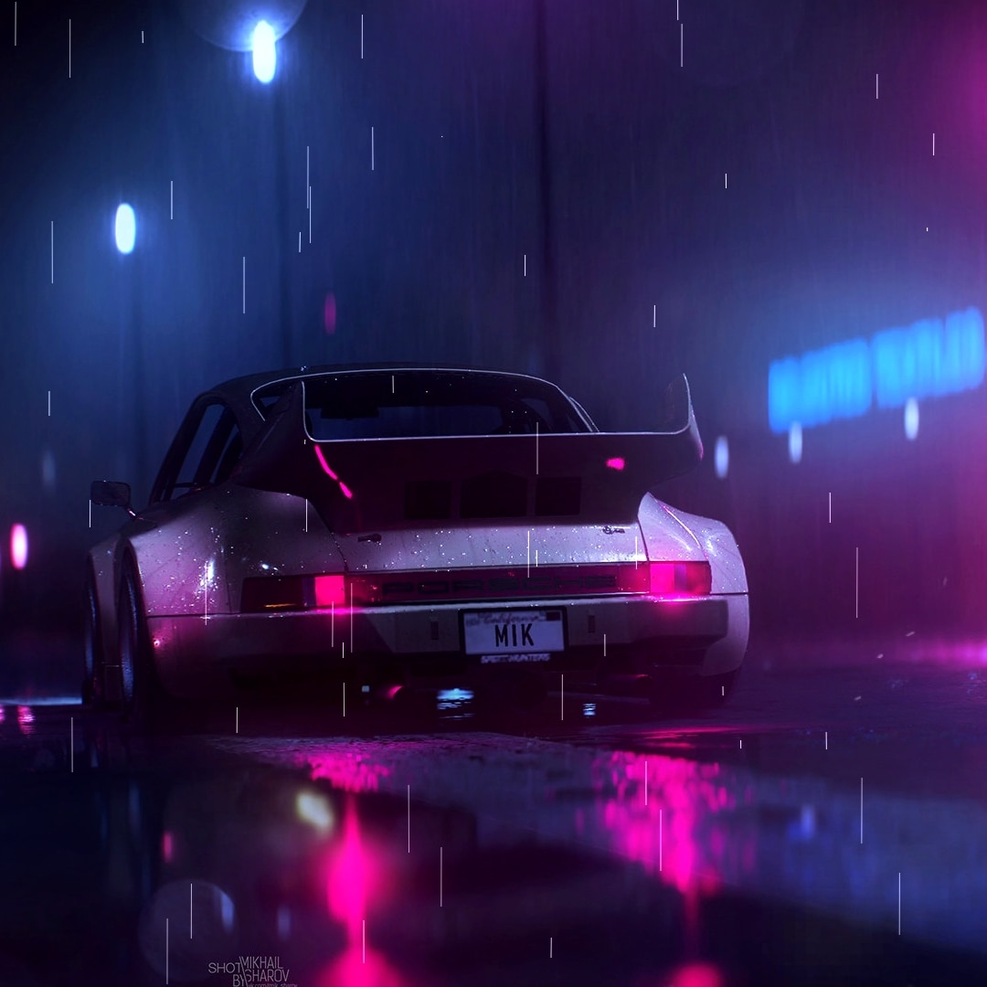Neon Car in The Rain [1080p]